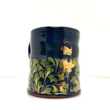 Black ginkgo and poppy mug