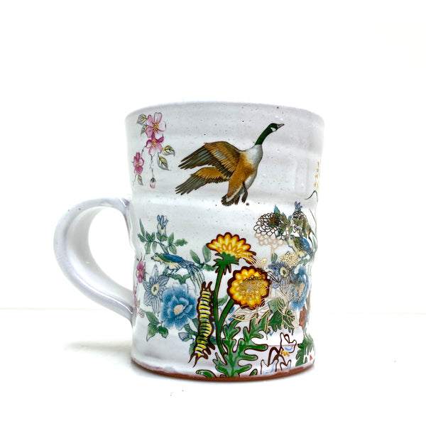 Bird and flowers mug