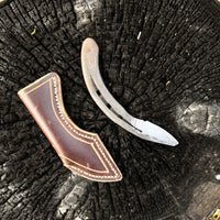 Handmade paring knife with matching leather sheath