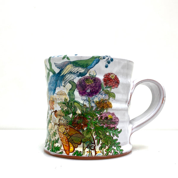 Bird and flowers mug